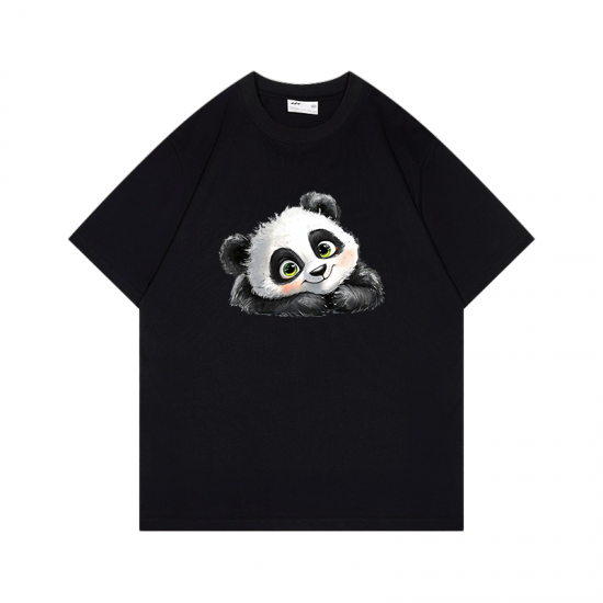 Women's Short-Sleeve T-Shirt with Cartoon Panda Pattern Women's Short-Sleeve T-Shirt with Cartoon Panda Pattern